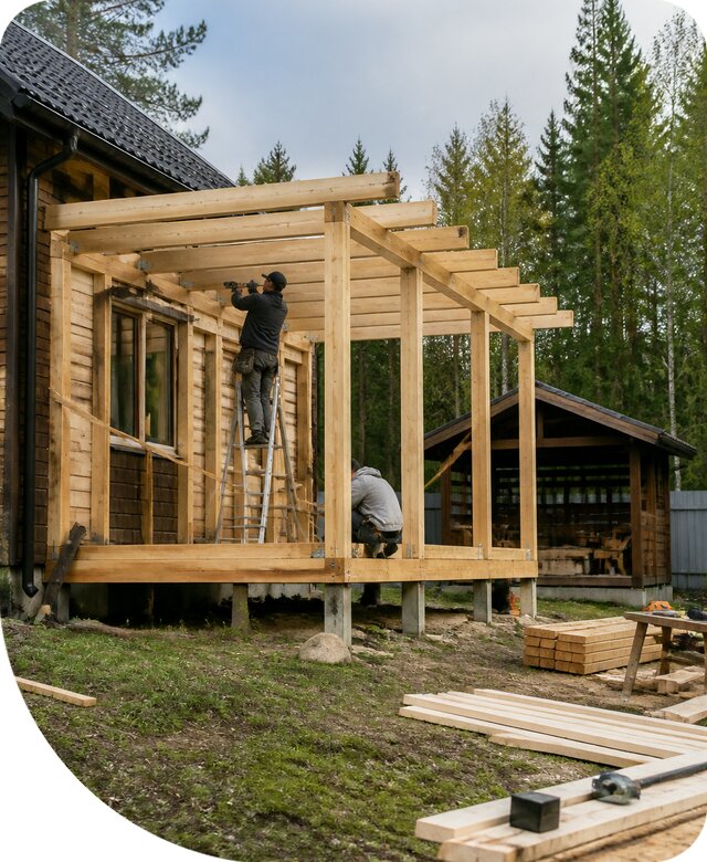 Строительство пристроек и построек на участке в Кашире