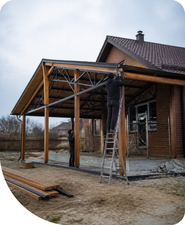 Пристройка навеса к дому и участку в Кашире под ключ